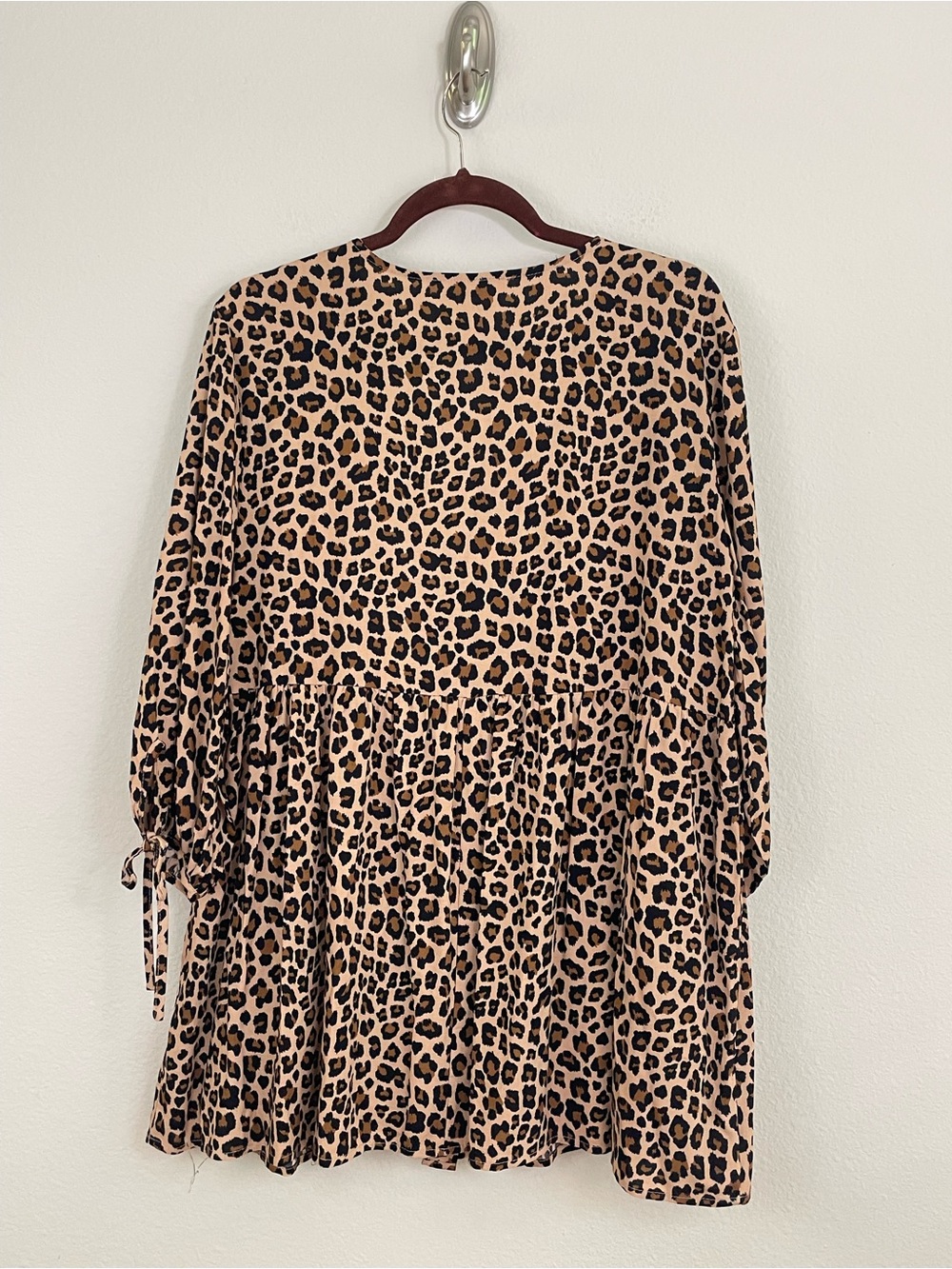 Entro Leopard Print Button‎ Front Babydoll Tunic Top/Dress Size M- Brown/Black - Picture 6 of 9